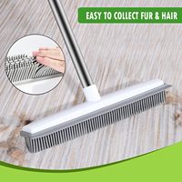Balai en caoutchouc pour poils d'animaux Brosse de sol pour épilateur de chien avec raclette intégrée Balai en silicone adapté à toutes les surfaces