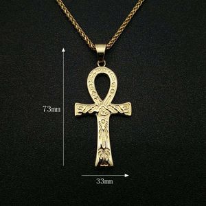 GT-colgante de llave egipcia antigua, collar de acero inoxidable, joyería de Hip Hop, Cruz, collares de hipoglifo - Product Image 5