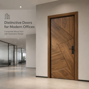 <span class=keywords><strong>Porte</strong></span> en bois composite distinctive avec un design géométrique asymétrique pour une utilisation résidentielle, en bureau ou en appartement - Product Image 3