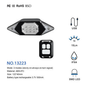 Feu arrière de vélo à chargement USB, 4 LED bleues, 5 LED rouges, 30 LED jaunes SMD, 6 clignotants, télécommande intelligente, feu arrière de vélo - Product Image 3