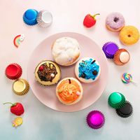 Vente en gros d'usine de moules à cupcakes en papier d'aluminium, personnalisation de moules à muffins colorés pour la cuisson, papier de qualité alimentaire et anti-graisse, moules à pâtisserie
