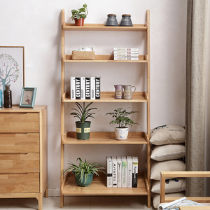 <b>Solid</b> <b>Wood</b> Floor Shelf Trapezoidal Shape Modern Minimalist Multi Layer Storage <b>Bookcase</b> For Bedroom Living Room Flower Stand - Product Image 2