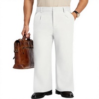Pantalon de bureau formel unisexe plissé à jambe large en polyester/coton, coupe ample et confortable, idéal pour l'été et les tenues professionnelles