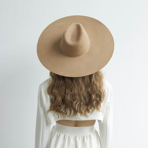 หมวกเฟโดราแฟชั่นสไตล์ยุโรปสำหรับฤดูใบไม้ร่วงและฤดูหนาวหมวกเฟโดร่าขนแกะขอบใหญ่รู้สึกสบายๆหมวกแจ๊สปีกใหญ่ - Product Image 2