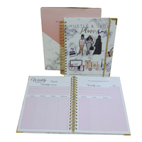 2023 fille pour patron planificateur hebdomadaire mensuel organisateur boîte-cadeau personnalisée 8.5X11 \ "spirale lié tissu PP planificateur personnalisable