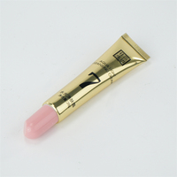 Tube de gloss à lèvres rond en plastique vide avec logo personnalisé, 10 ml, 15 ml, huile à lèvres, baume à lèvres, étiquette privée, capuchon coloré