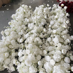 นักวิ่งดอกไม้ประดิษฐ์จากโรงงานนักวิ่งดอกไม้สีแดงนักวิ่งดอกไม้สีขาวความยาว200ซม. สำหรับตกแต่งงานแต่งงาน