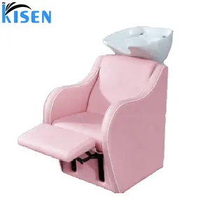 Ensemble de meubles de salon de coiffure, chaise de shampoing rose, coussin épais, peut être personnalisé, fauteuil de lavage à contre-courant en cuir PU pour barbier s