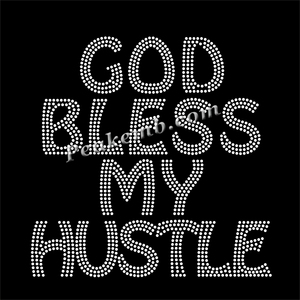 All'ingrosso religione di cristallo Bling <span class=keywords><strong>Dio</strong></span> benedica il <span class=keywords><strong>mio</strong></span> trambusto strass stampa t-shirt Design per magliette - Product Image 1