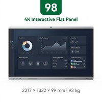Écran plat interactif 4K UHD de 98 pouces, 20 points de contact IR, double système d'exploitation, caméra AI, tableau blanc intelligent pour salle de classe et conférence de bureau