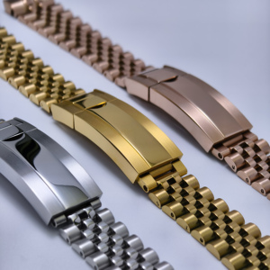 Rolamy SG5220S Massives 20mm Vollgold 316L Stahl Jubilee-Armband Uhrenband mit Verschluss Kompatibel mit GM Master II - Product Image 1