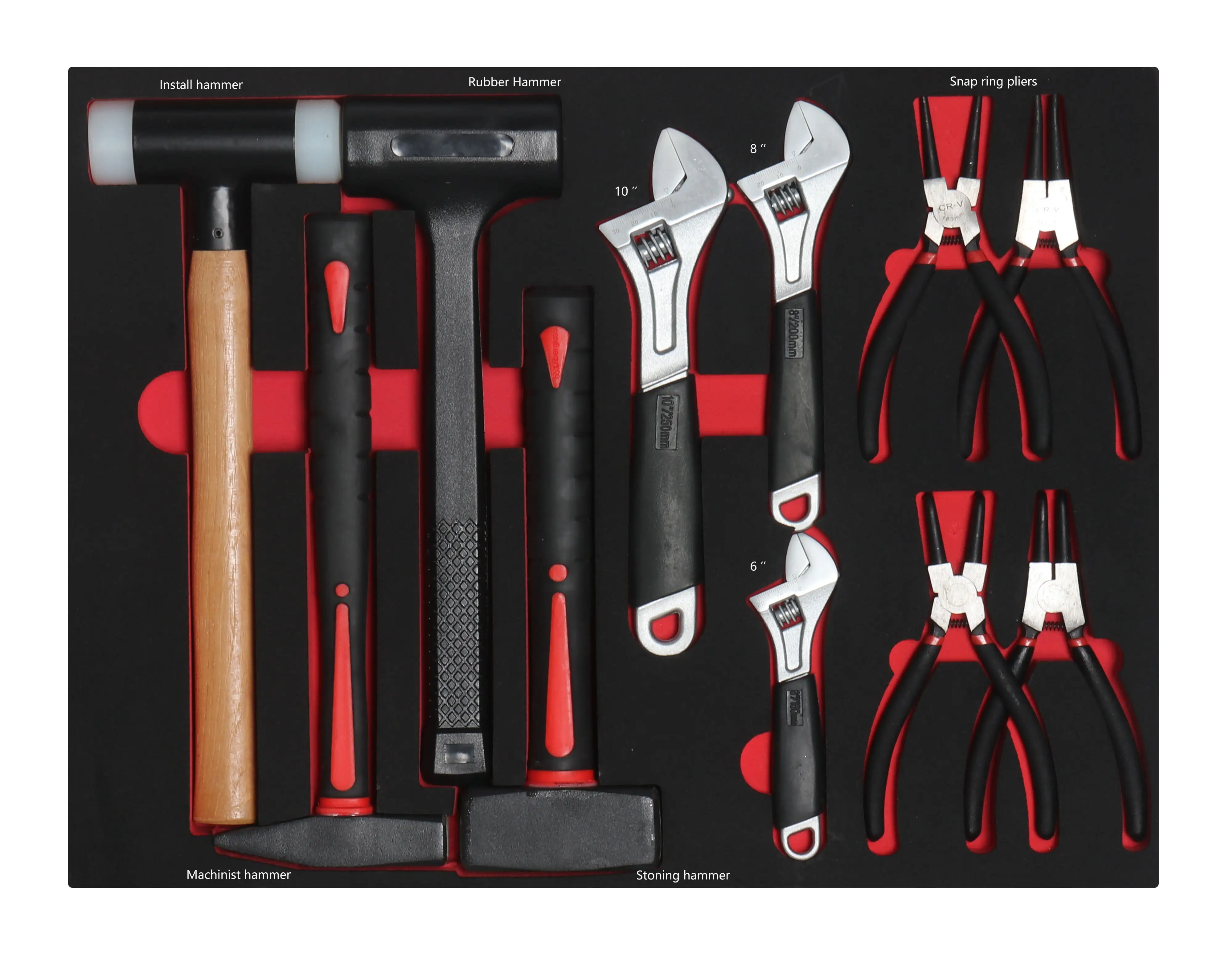 Ensemble d'outils à main de réparation pour outils de garage, 17 pièces, combinaison de mousse EVA, 5, 7, 10 pouces