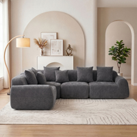 Übergroßes Cloud-Velvet Gebogenes Ecksofa 118' Knochenloses Quadratisches Chaiselongue-Set Gepolstert mit Kompressions-Memoryschaum Modulares Set