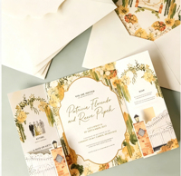 Cartes d'invitation de mariage personnalisées avec enveloppes, papier couché, impression numérique, pelliculage