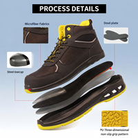 Chaussures de sécurité AOXIANG en acier anti-statique et anti-choc, tige en cuir microfibre, semelle intermédiaire en PU, semelle extérieure en maille, été