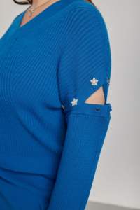 Ensemble deux pièces tricoté élégant pour femme, <span class=keywords><strong>grande</strong></span> <span class=keywords><strong>taille</strong></span>, avec boutons étoiles, pull <span class=keywords><strong>et</strong></span> jupe, collection hiver 2026 - Product Image 4