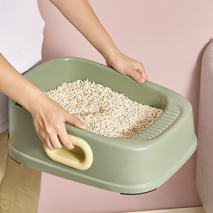 Bac à litière intelligent pour chat, grande capacité, en plastique, avec barrière anti-éclaboussures surélevée, 39x30x16cm - Product Image 2