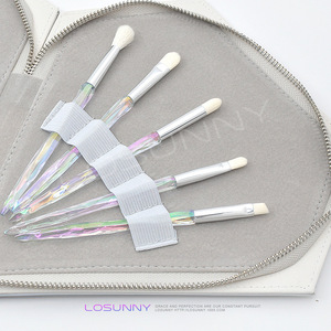 Juego de 10 Brochas de <span class=keywords><strong>Maquillaje</strong></span> con Mango de Cristal y Diamantes, con Bolsa de Diamantes, Brochas de <span class=keywords><strong>Maquillaje</strong></span> con Logotipo Personalizado Transparente, Herramientas Cosméticas - Product Image 2
