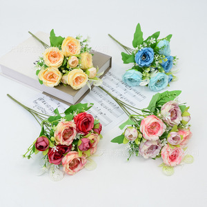 Bouquet de pivoines artificielles en soie 30 cm, décoration de mariage et de maison, rose, rouge, champagne - Product Image 4