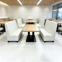 Ensemble de sièges de restaurant modernes en cuir PU, banquette double face avec table à manger en bois massif pour café, bistrot, restaurant