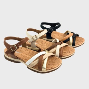 Casual Color-blocked PU Wedding Clogs Sandals Adjustable Buckle Ankle Strap Cork Soles <strong>Low</strong> <strong>Wedge</strong> for Walking Sandals - Product Image 4