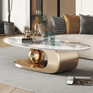 High Quality Black Metal Center Marble Table Coffee Table For Living Rooms