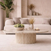 Table basse de luxe Newstar en pierre naturelle moderne, avec pieds cannelés, en Calacatta naturel, pour salon