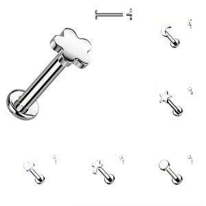 Piercings de Titanio F136 con Rosca Interna, Joyería para Cartílago con Forma de Corazón, Estrella, Luna y Flor - Product Image 1