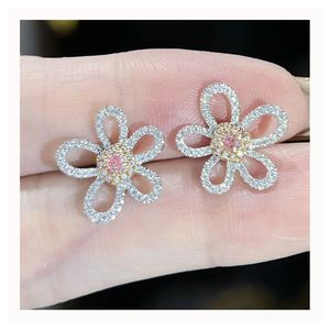 Bijoux de luxe Xinfly, or véritable 18 carats, diamant rose naturel 0,13 ct, diamant naturel 0,33 ct, style fleur, boucles d'oreilles pour femmes - Product Image 1