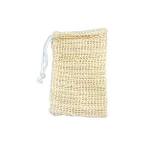 Sac à savon 100% naturel, sac à savon en sisal exfoliant avec cordon de serrage et bande en coton - Product Image 1