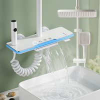 Système de douche intelligent en alliage d'aluminium moderne avec affichage numérique, touches piano et cascade, et affichage LED de la température