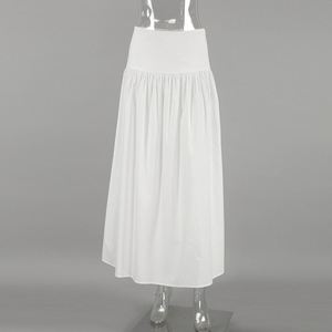 Dropshipping Jupes d'été pour femmes élégantes décontractées avec fermeture éclair élégantes et décontractées Maxi jupes longues blanches en coton solide - Product Image 5