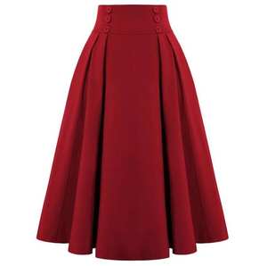 2024 Новые Летние Осенние женские качели пуговицы Украшенные эластичные юбки с высокой талией Элегантные повседневные плиссированные юбки в стиле ретро - Product Image 1