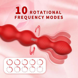 10 Rotation Twist <b>Vibrating</b> Rose Red Base Anal Beads Toys <b>Remote</b> <b>Control</b> Beads Butt Plug For Adult - Product Image 3