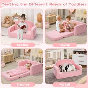 TenderPlayful Rosa Klappbares Kinder-Sofabett mit Armlehne und Seitentasche für Kleinkinderzimmer - Product Image 5