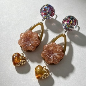 Ethnic Vintage Teardrop Flower <b>Stud</b> <b>Earrings</b> New Chinese Orange Petal Dangle <b>Earrings</b> Heart <b>Crystal</b> Pendant Women Ear Jewelry - Product Image 5