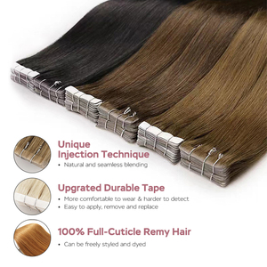 Nga Remy tóc con người dệt Mới 100g đôi rút ra vô hình da PU băng trong phần mở rộng tóc - Product Image 4