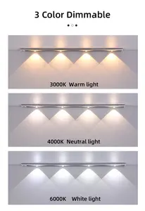 Ultra-Thin Bottom 3 Color Dimmable Motion Sensor Rechargeable Led Cabinet Lamp For Cabinet-Dedicated Wardrobe Cloakroom