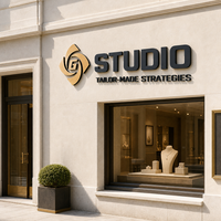 Lettres métalliques sur mesure, finies à la main, lettrage 3D doré pour enseigne de boutique, fournisseur d'enseignes commerciales