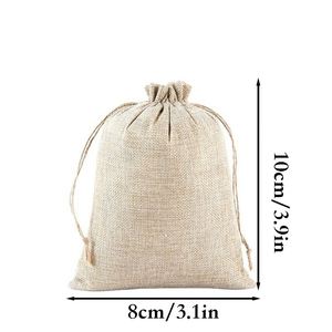 Sacs en toile de jute multi-tailles, pochettes en lin avec cordon de serrage 8x10cm, sacs cadeaux en lin pour bijoux, bonbons, herbes, thé, emballage pour fêtes de mariage - Product Image 3