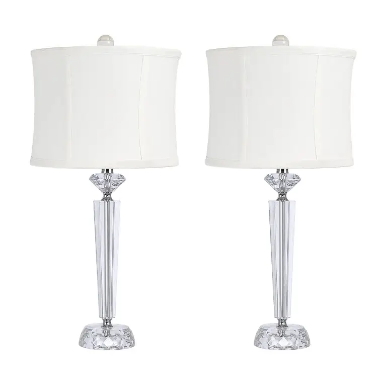 Ensemble de 2 lampes de table en cristal de 26 pouces pour décoration de bureau, art moderne, lampe de table en cristal