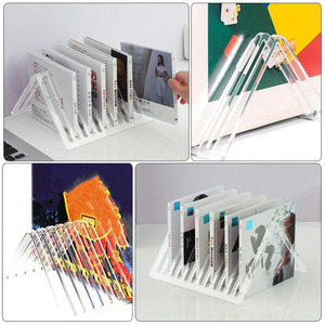 Nhà máy tùy chỉnh CD Vinyl kỷ lục lưu trữ giá rõ ràng Acrylic Vinyl kỷ lục hiển thị đứng tam giác người giữ cuốn sách - Product Image 5