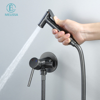 Ensemble de douchette pour bidet mural Melissa, gris brossé moderne, pulvérisation verticale, laiton, acier inoxydable, robinet chaud/froid, baignoire