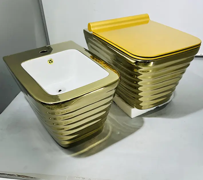 SDAYI sıhhi tesisat seramik altın rengi duvar asılı tuvalet kase banyo wc duvar asılı tuvalet altın