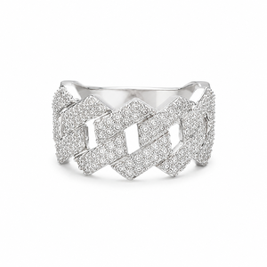 Anello Hip Hop Intrecciato con Pavé per Donne, Gioiello da Dito di Lusso - Product Image 1