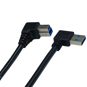Câble de données USB 3.0 à angle droit AM vers BM 90 degrés, fil de cuivre noir moulé par injection, emballage individuel - Product Image 2