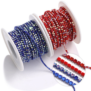Nouvelle couleur en gros SS6/2mm Chaîne de <span class=keywords><strong>strass</strong></span> en verre 3D colorée motif 10 yards/rouleau à griffes pour bijoux et accessoires vestimentaires DIY - Product Image 5