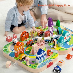 Wholesale Custom Wooden Educational Toys Urban Track <b>Building</b> <b>Blocks</b> Shape Intelligence <b>Building</b> <b>Blocks</b> for Kids Boys Girls - Product Image 3