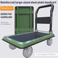 Carretilla de Carga Reforzada Portátil de 90x60cm con Capacidad de 500kg y Ruedas Amortiguadoras de 6 Pulgadas para Transporte en Oficinas y Tiendas
