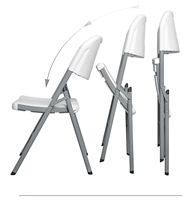 Chaise de jardin pliante d'extérieur en HDPE blanc, étanche, empilable, pour banquet de mariage, capacité 850 lbs, promotion économique